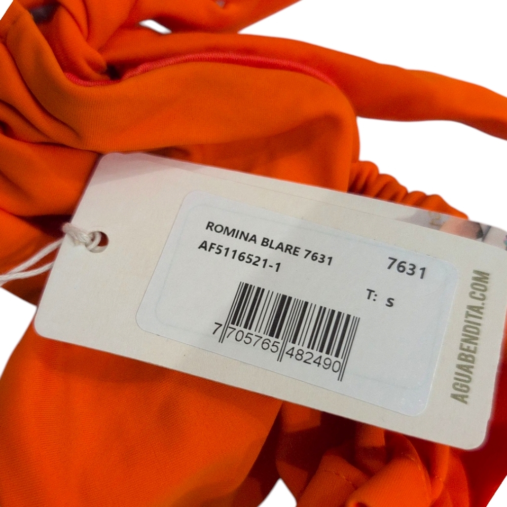 Agua Bendita Orange Puff-Sleeve Bikini Top - Picture 7 of 7